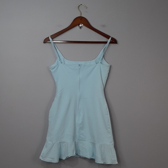 PRINCESS POLLY Spagetti Strap CottageCore Coastal Cowgirl Baby Blue Ruffle Dress - Picture 9 of 9